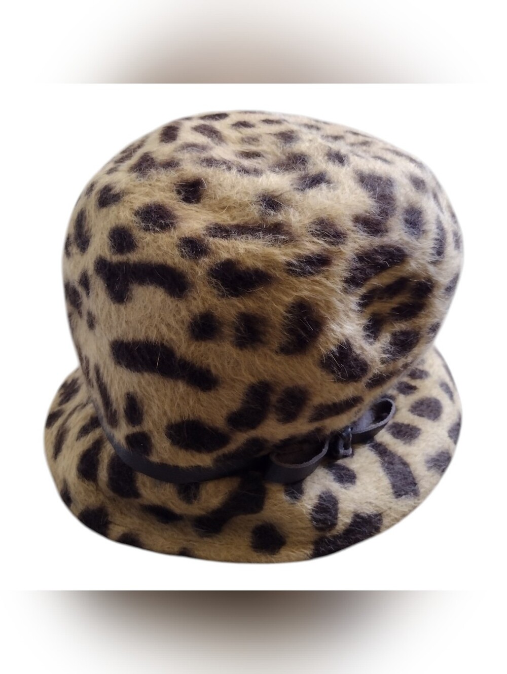 Vintage Lord And Taylor fuzzy leopard print bucket hat